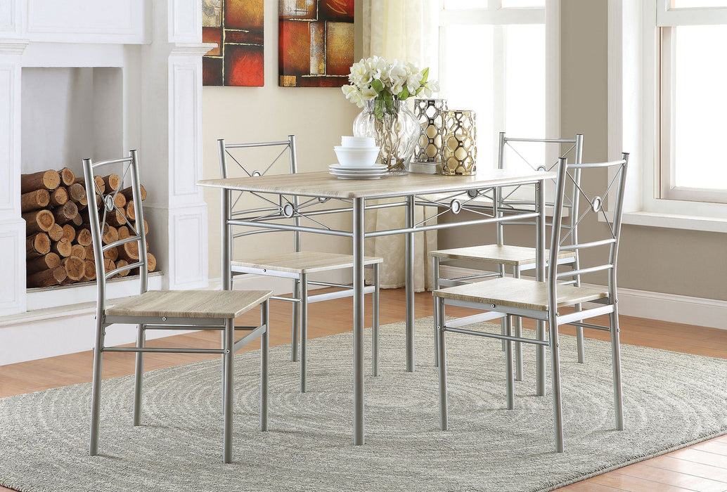 Coaster Anna Rectangular Dining Set Dark Bronze Tan