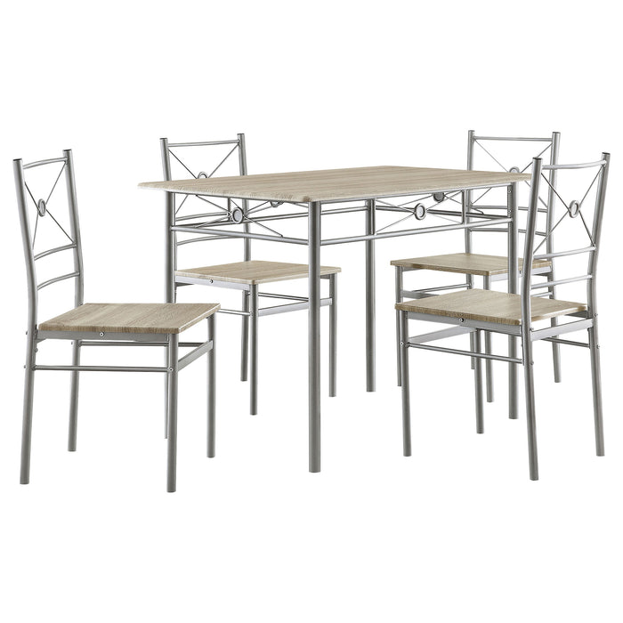 Coaster Anna Rectangular Dining Set Dark Bronze Tan