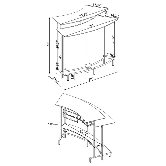 Coaster Keystone Glass Top Bar Unit Black Default Title