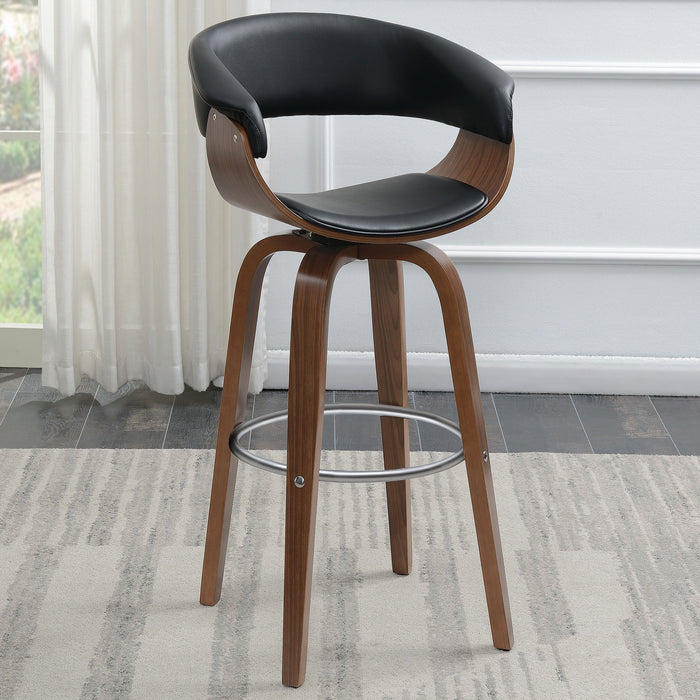 Coaster Zion Upholstered Swivel Bar Stool Walnut and Black White