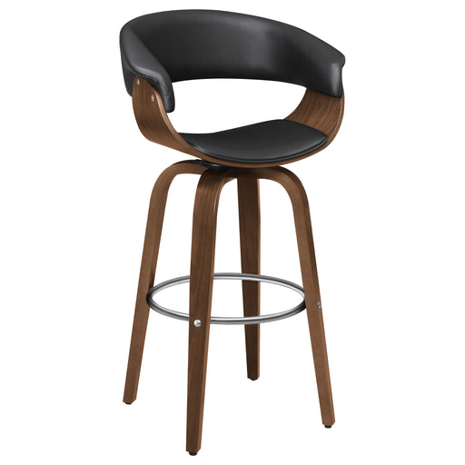 Coaster Zion Upholstered Swivel Bar Stool Walnut and Black Black