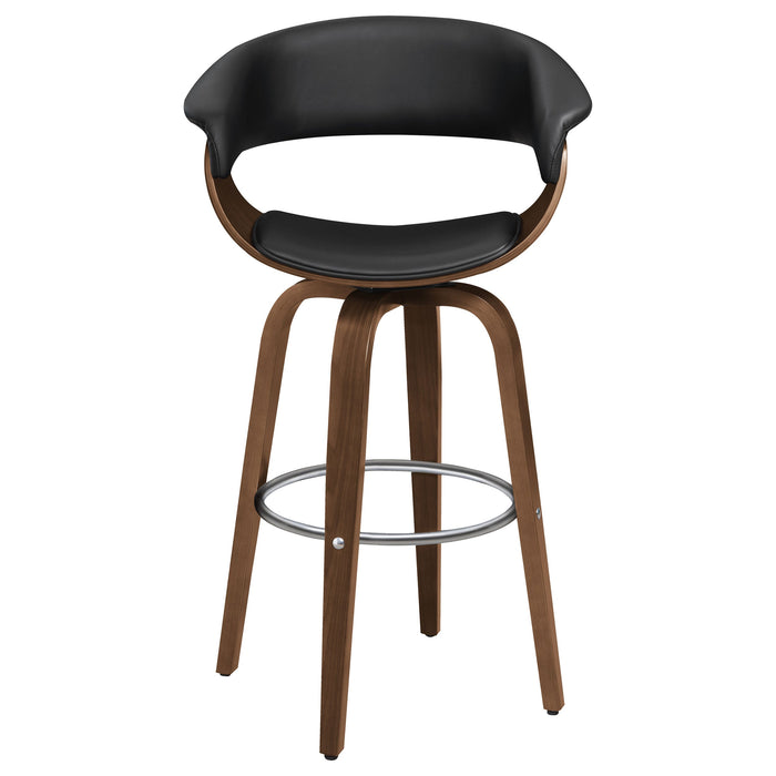 Coaster Zion Upholstered Swivel Bar Stool Walnut and Black White