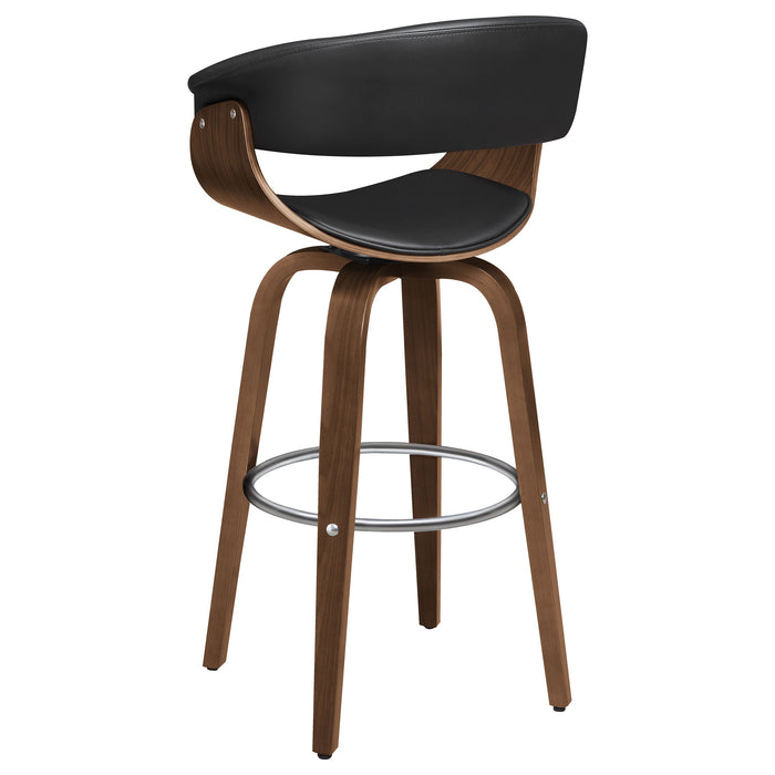 Coaster Zion Upholstered Swivel Bar Stool Walnut and Black White