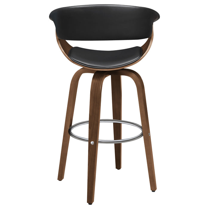 Coaster Zion Upholstered Swivel Bar Stool Walnut and Black White