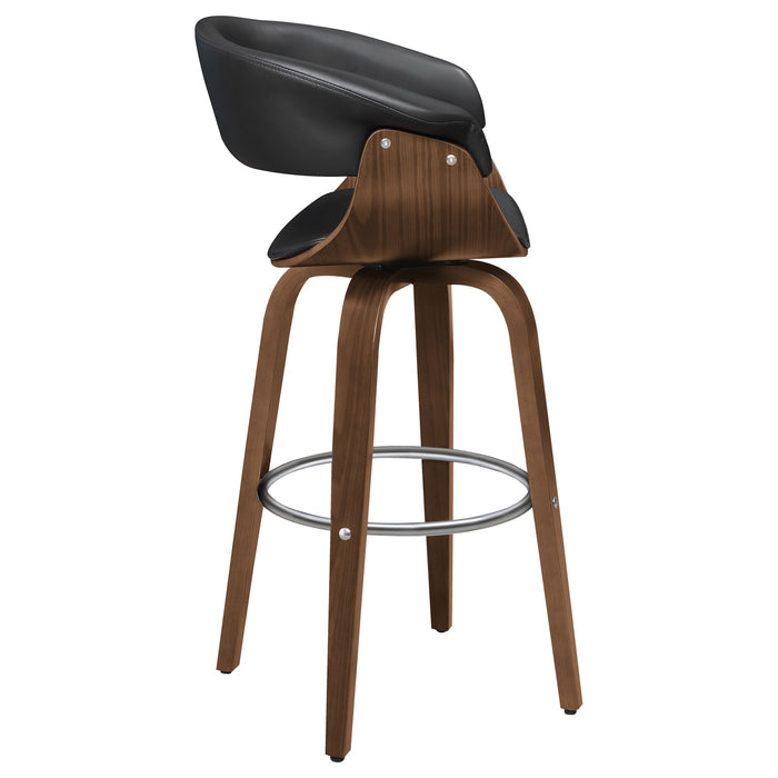 Coaster Zion Upholstered Swivel Bar Stool Walnut and Black White