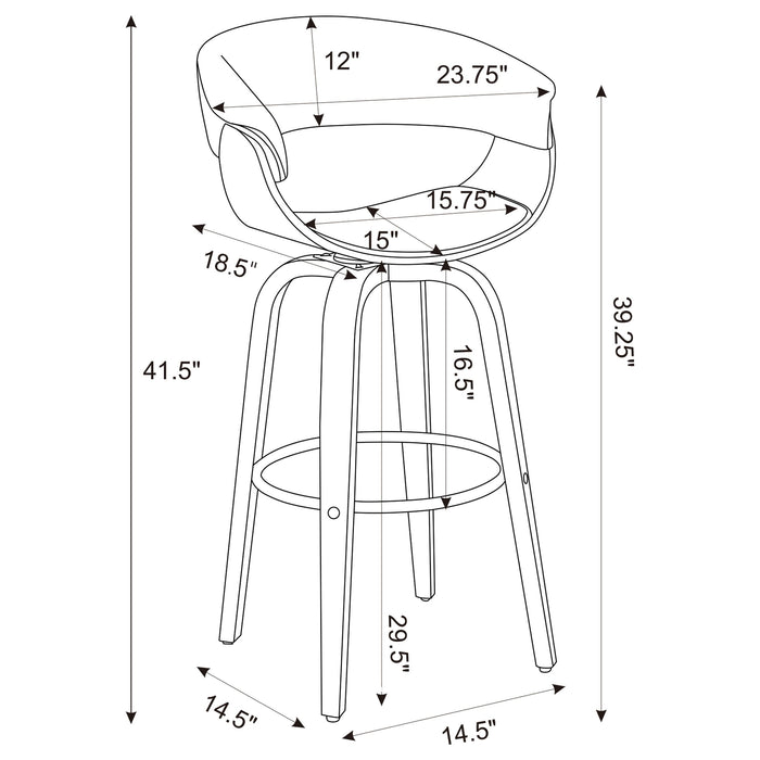 Coaster Zion Upholstered Swivel Bar Stool Walnut and Black White