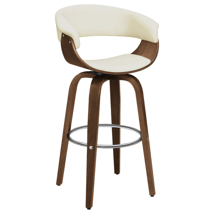 Coaster Zion Upholstered Swivel Bar Stool Walnut and Black White