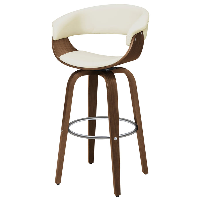 Coaster Zion Upholstered Swivel Bar Stool Walnut and Black White