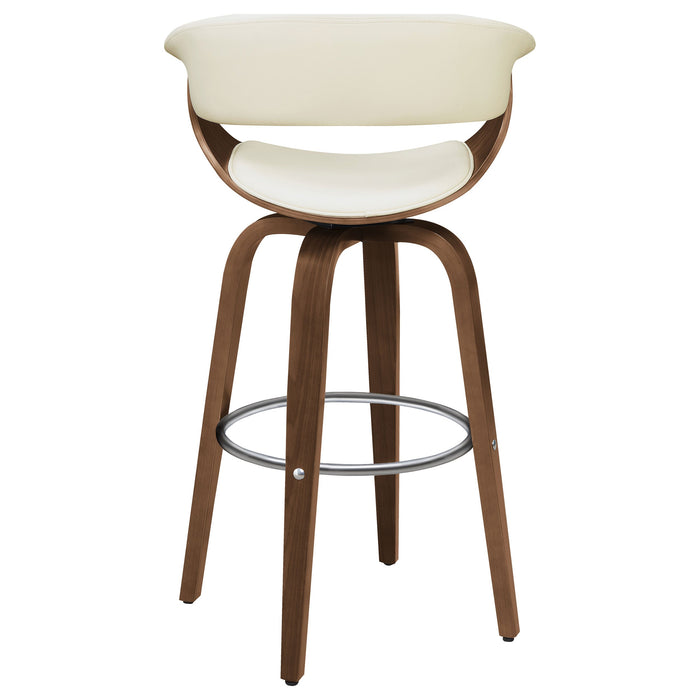 Coaster Zion Upholstered Swivel Bar Stool Walnut and Black White