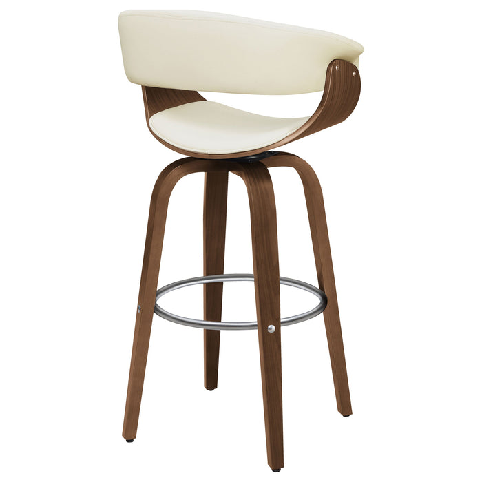 Coaster Zion Upholstered Swivel Bar Stool Walnut and Black White