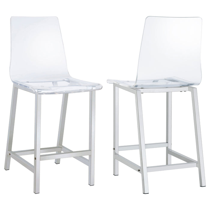 Coaster Juelia Counter Height Stools Chrome and Clear Acrylic (Set of 2) Default Title