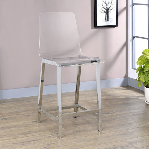 Coaster Juelia Counter Height Stools Chrome and Clear Acrylic (Set of 2) Default Title