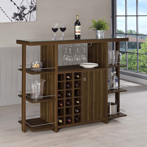 Coaster Evelio Bar Unit with Wine Bottle Storage Walnut Default Title