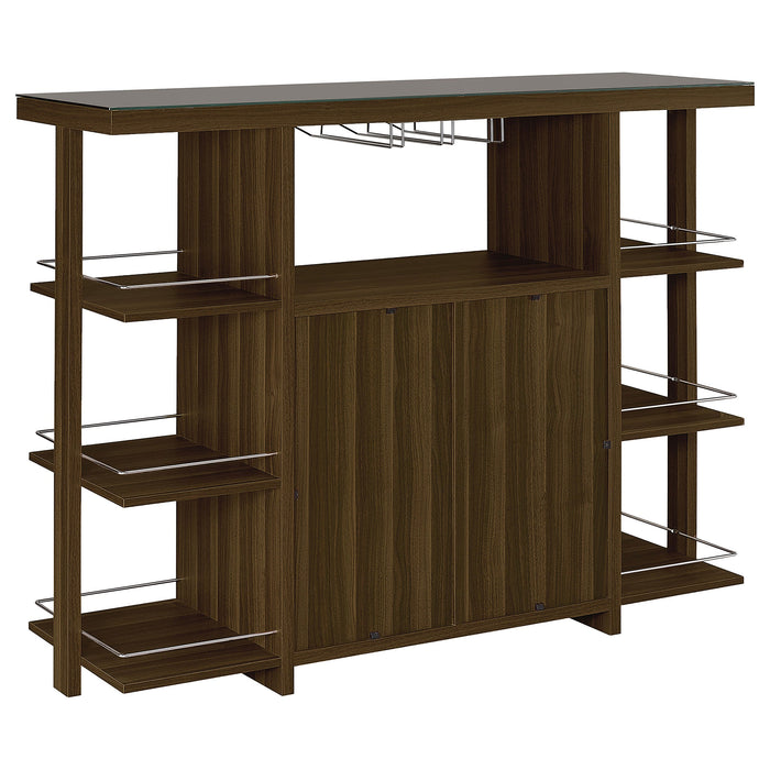 Coaster Evelio Bar Unit with Wine Bottle Storage Walnut Default Title