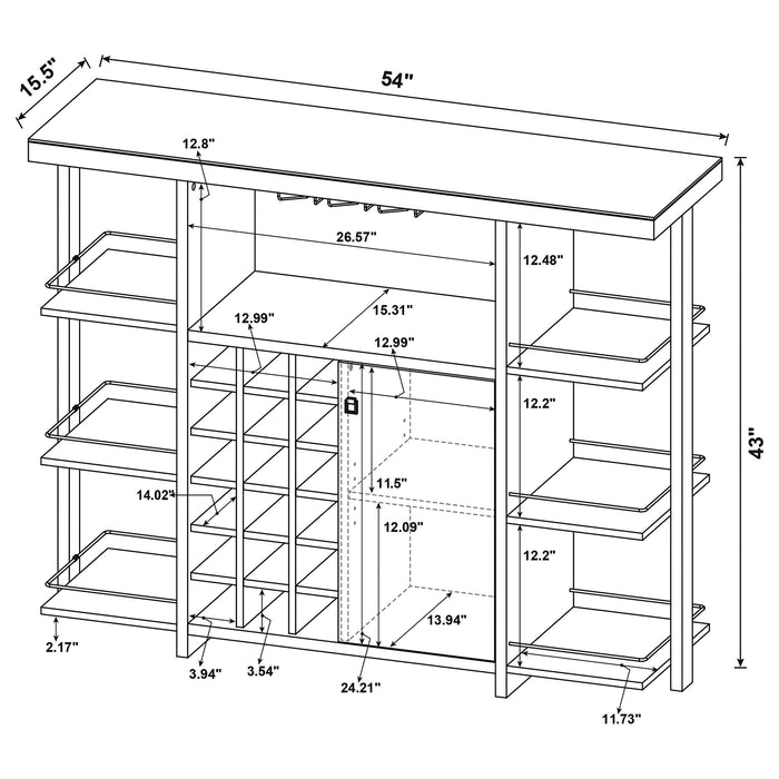 Coaster Evelio Bar Unit with Wine Bottle Storage Walnut Default Title