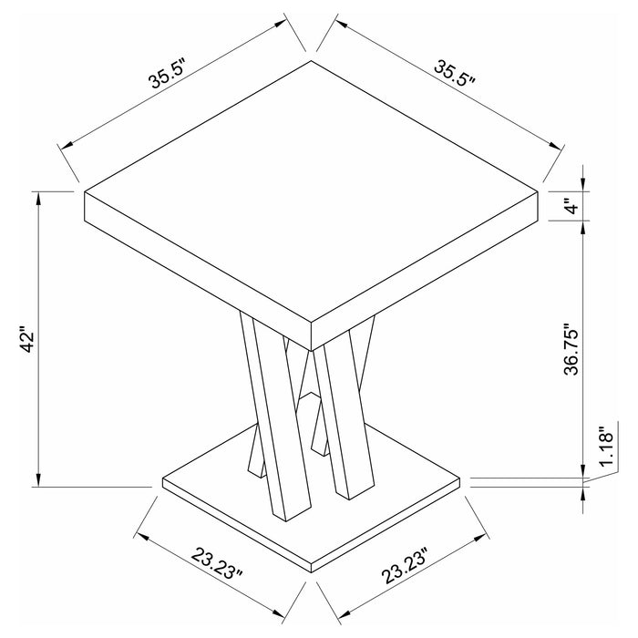 Coaster Freda Double X-shaped Base Square Bar Table Cappuccino Default Title