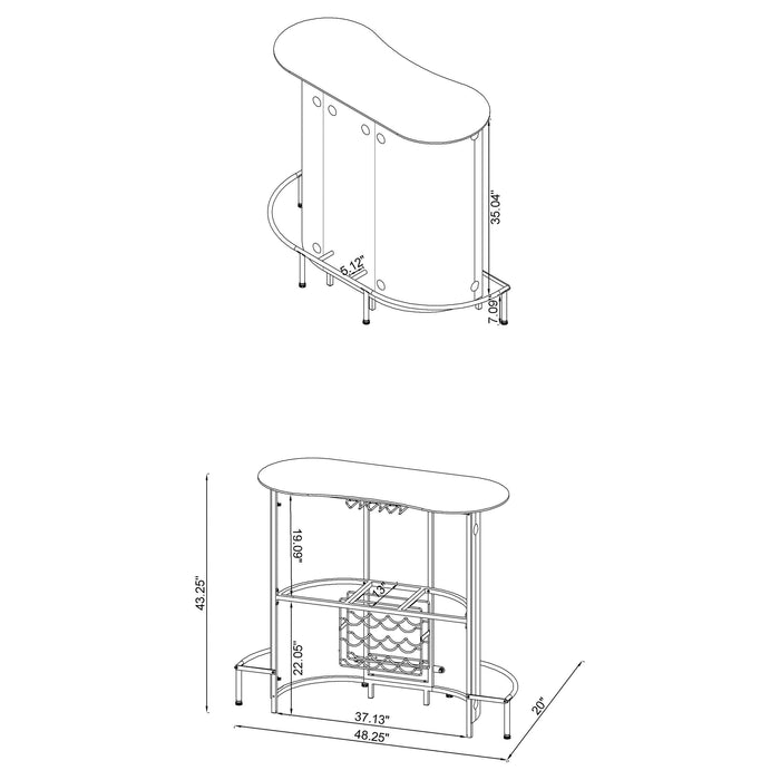 Coaster Lacewing 1-shelf Bar Unit Glossy Black and White Default Title