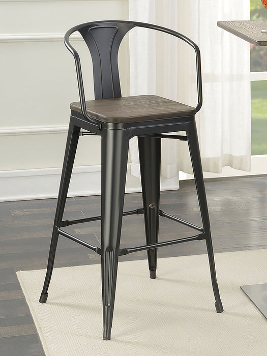 Coaster Cavalier Wooden Seat Bar Stools Dark Elm and Matte Black (Set of 2) Default Title