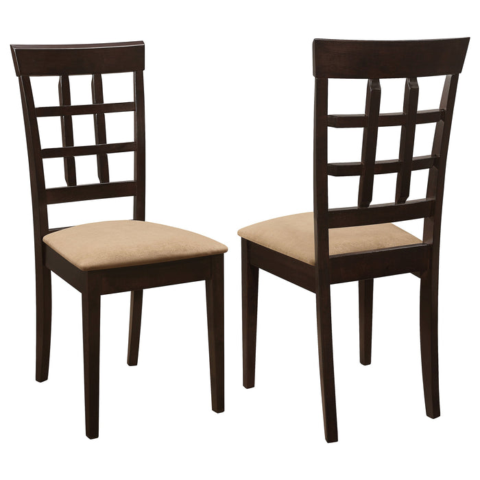 Coaster Gabriel Lattice Back Side Chairs Cappuccino and Tan (Set of 2) Default Title