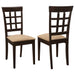 Coaster Gabriel Lattice Back Side Chairs Cappuccino and Tan (Set of 2) Default Title