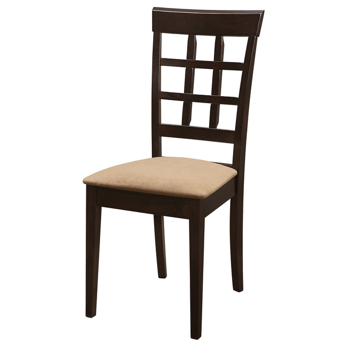 Coaster Gabriel Lattice Back Side Chairs Cappuccino and Tan (Set of 2) Default Title