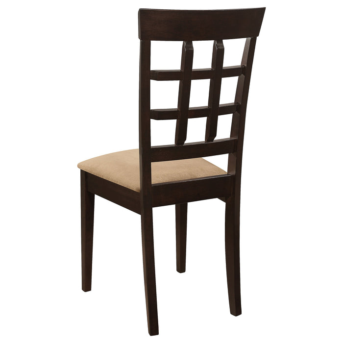 Coaster Gabriel Lattice Back Side Chairs Cappuccino and Tan (Set of 2) Default Title