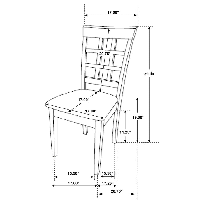 Coaster Gabriel Lattice Back Side Chairs Cappuccino and Tan (Set of 2) Default Title