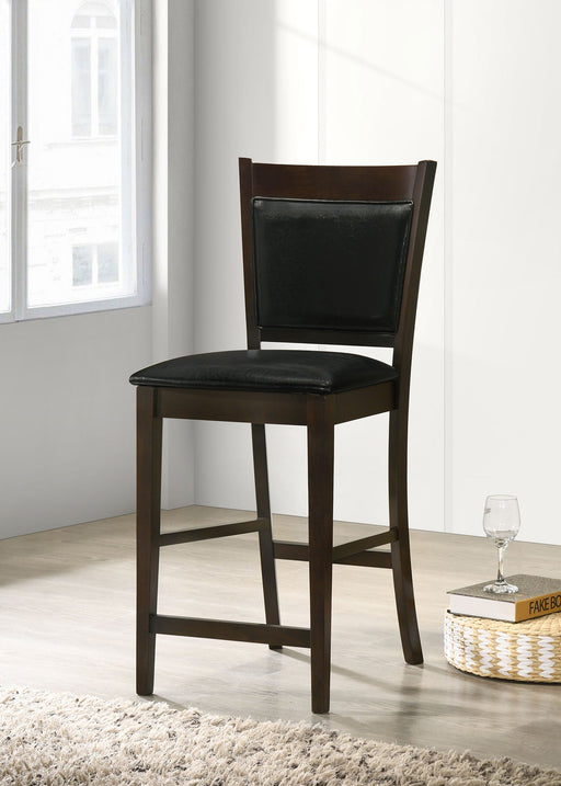 Coaster Jaden Upholstered Counter Height Stools Black and Espresso (Set of 2) Default Title