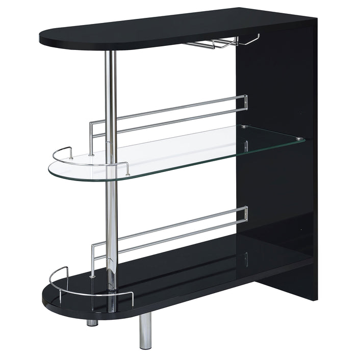 Coaster Adolfo 3-tier Bar Table Glossy Black and Clear Grey