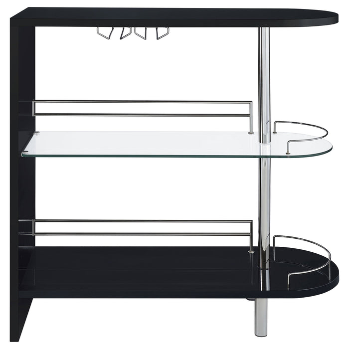 Coaster Adolfo 3-tier Bar Table Glossy Black and Clear Grey