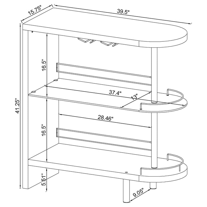 Coaster Adolfo 3-tier Bar Table Glossy Black and Clear Grey