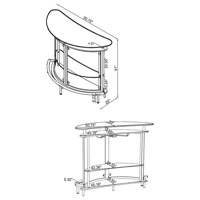 Coaster Amarillo 2-tier Bar Unit White and Chrome Black