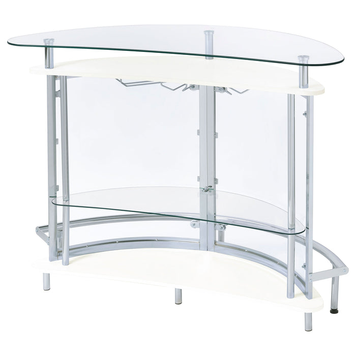 Coaster Amarillo 2-tier Bar Unit White and Chrome Black