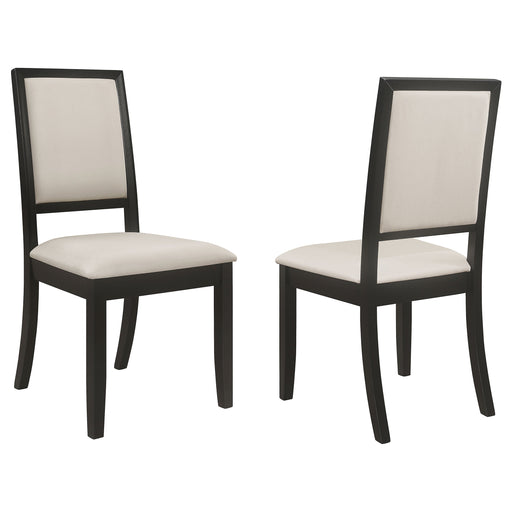 Coaster Louise Upholstered Dining Side Chairs Black and Cream (Set of 2) Default Title