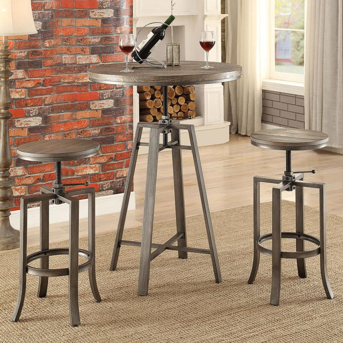 Bartlett 3-piece Adjustable Bar Table Set Brushed Nutmeg