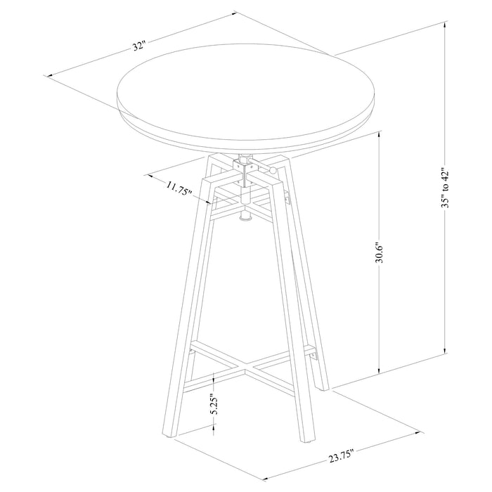 Coaster Bartlett Adjustable Swivel Bar Table Brushed Nutmeg Default Title