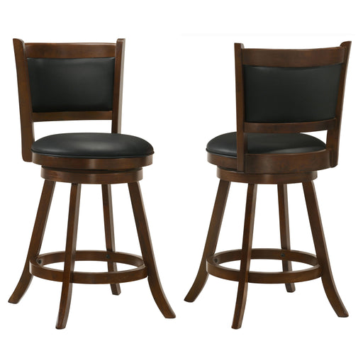 Coaster Broxton Upholstered Swivel Bar Stools Chestnut and Black (Set of 2) Counter Height