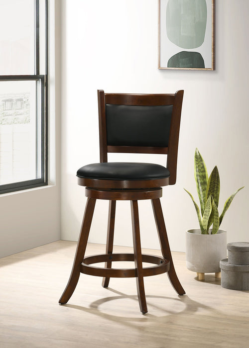 Coaster Broxton Upholstered Swivel Bar Stools Chestnut and Black (Set of 2) Counter Height