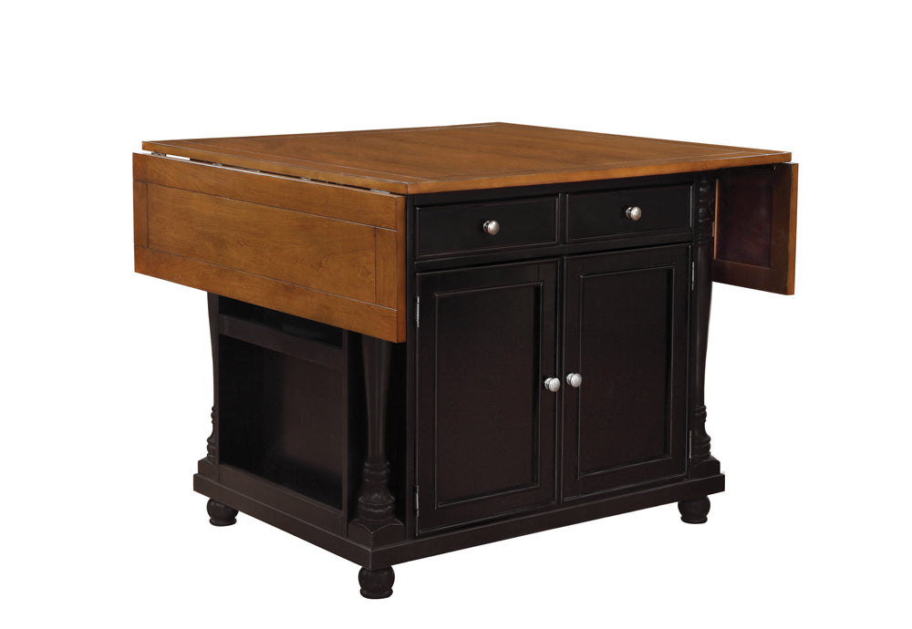 Coaster Slater 2-drawer Kitchen Island with Drop Leaves Brown and Black Beige