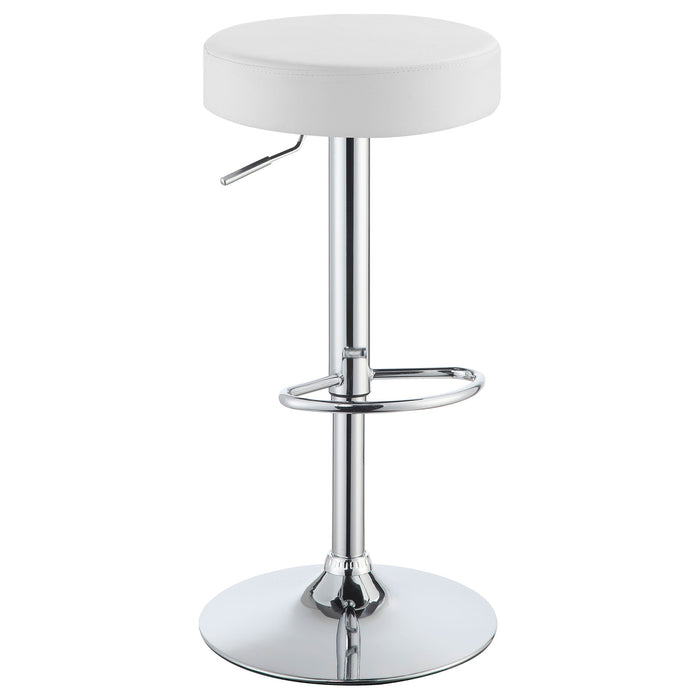 Coaster Ramses Adjustable Backless Bar Stool Chrome and White White