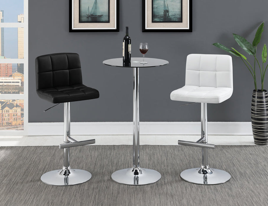 Coaster Lenny Adjustable Bar Stools Chrome and Black (Set of 2) White