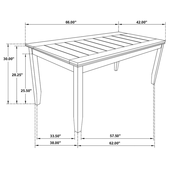 Coaster Dalila Rectangular Plank Top Dining Table Dark Grey Default Title