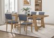 Coaster Sharon Rectangular Trestle Base Dining Table Set Blue and Brown Set of 7