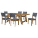 Coaster Sharon Rectangular Trestle Base Dining Table Set Blue and Brown Set of 7