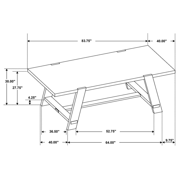 Coaster Sharon Rectangular Trestle Base Dining Table Blue and Brown Default Title