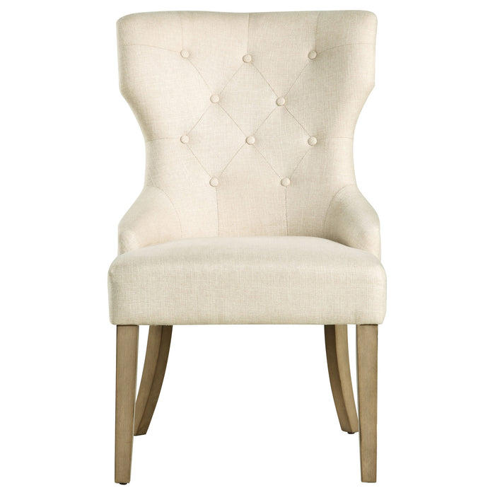 Coaster Baney Tufted Upholstered Dining Chair Beige Grey