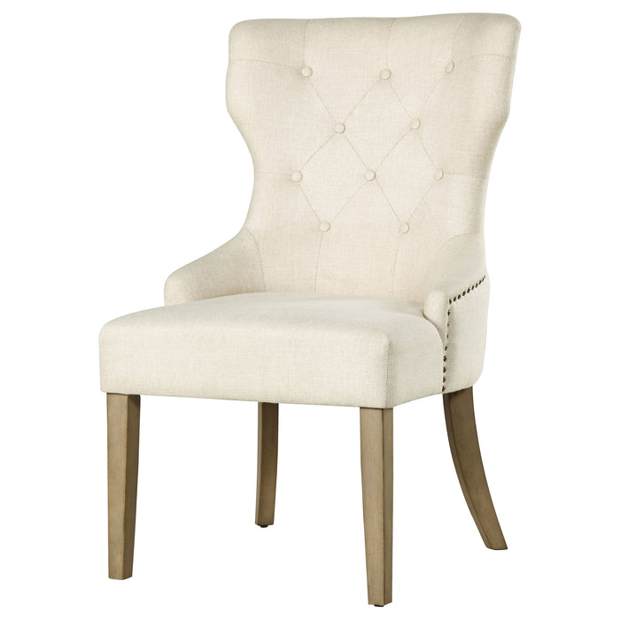 Coaster Baney Tufted Upholstered Dining Chair Beige Grey