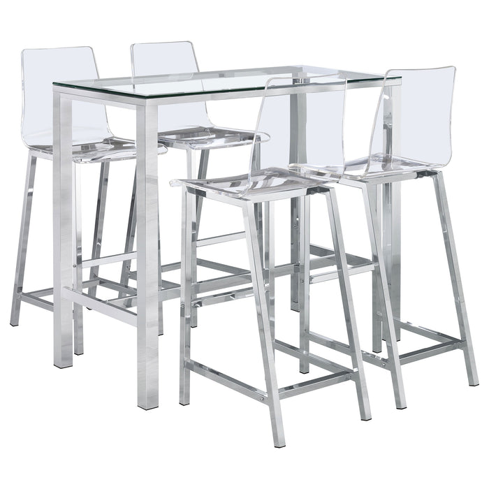 Coaster Tolbert Bar Set with Acrylic Chairs Clear and Chrome Default Title