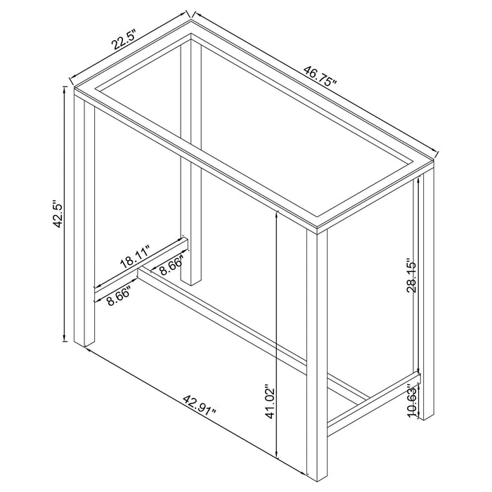 Coaster Tolbert Bar Table with Glass Top Chrome Default Title