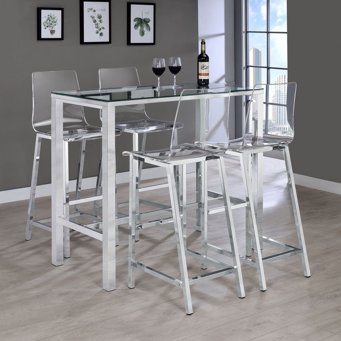 Coaster Tolbert Bar Table with Glass Top Chrome Default Title